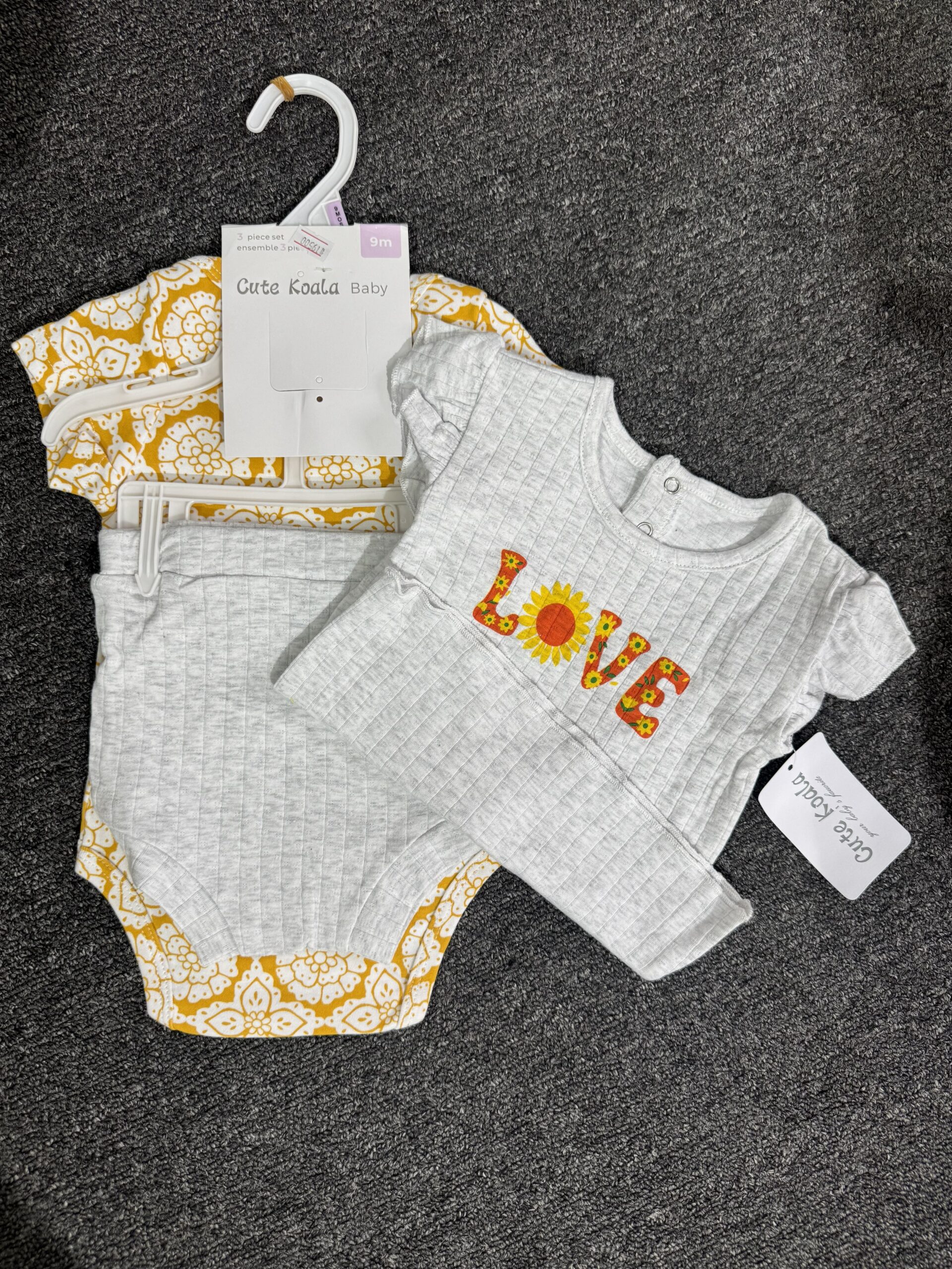 Girls Yellow & Ash 3pcs Set