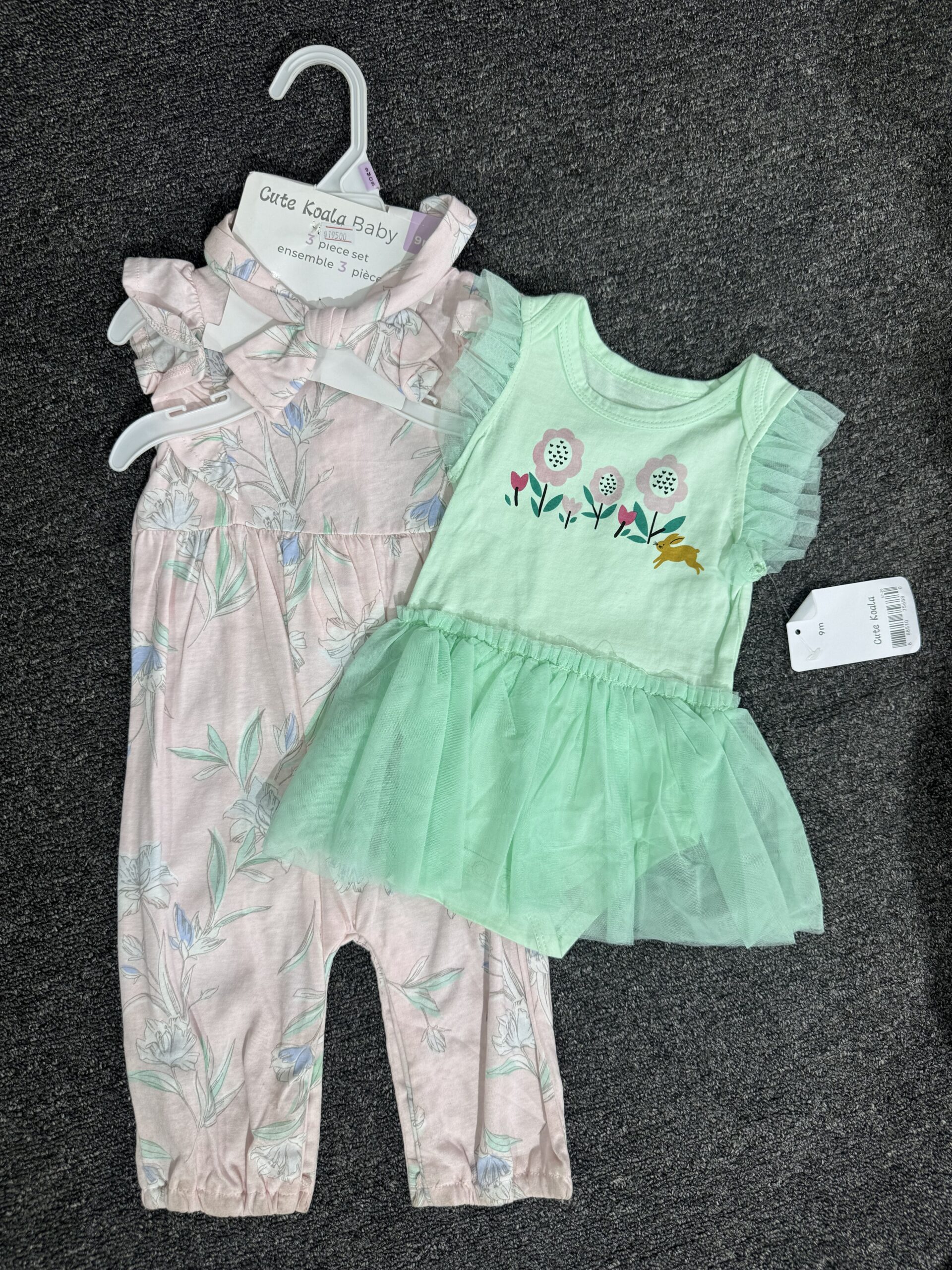 Girls White & Green 3pcs Jumpsuit Set
