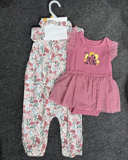 Girls Purple 3pcs Jumpsuit Set