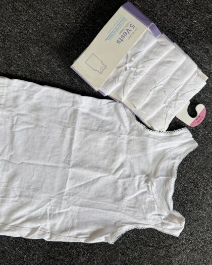 Girls White 5pcs Primark Vest Set