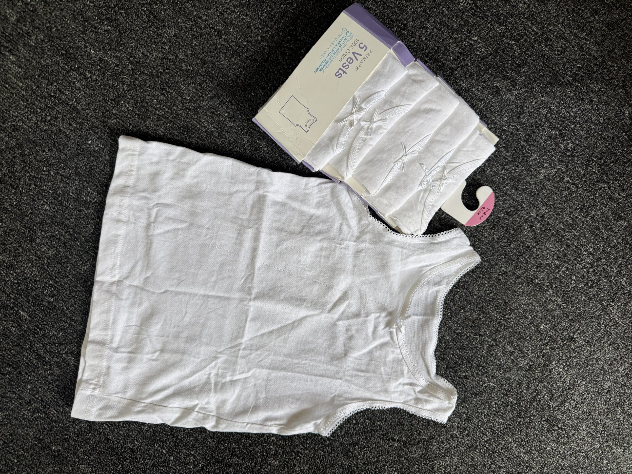 Girls White 5pcs Primark Vest Set