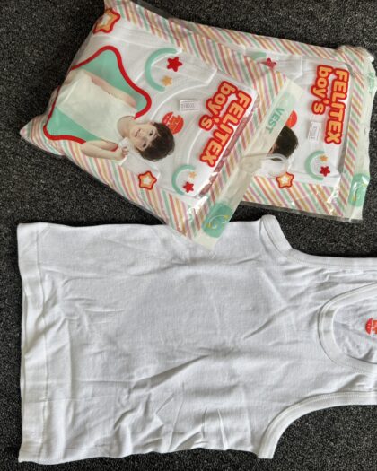 Boys White 3pcs Filitex Vest Set