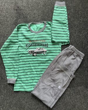Boys Ash & Green Long Sleeve Nightwear Set