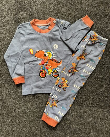 Boys Ash & Orange Long Sleeve Nightwear Set