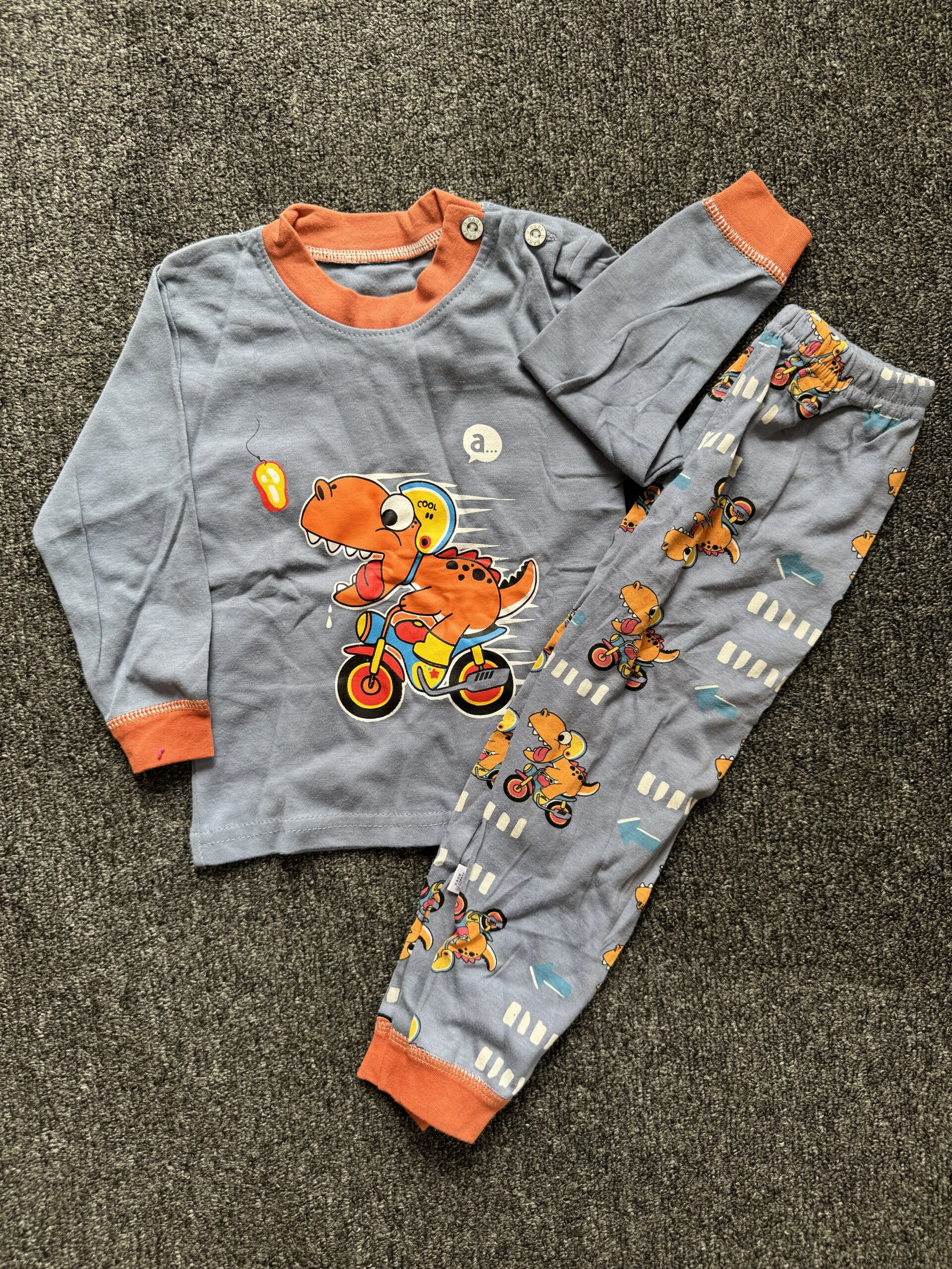 Boys Ash & Orange Long Sleeve Nightwear Set