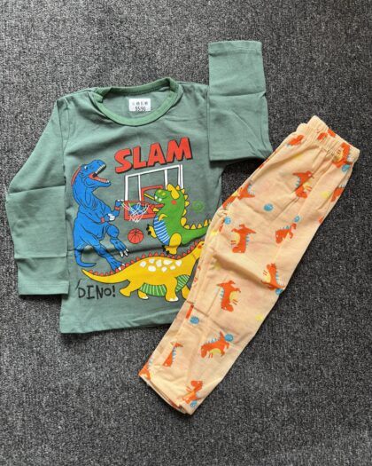 Boys Green, Red & Blue Long Sleeve Nightwear Set