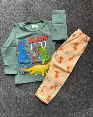 Boys Green, Red & Blue Long Sleeve Nightwear Set