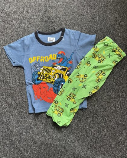 Boys Blue & Green Short Sleeve Nightwear Set