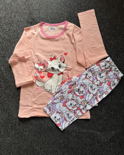 Girls Pink, White & Purple Long Sleeve Nightwear Set