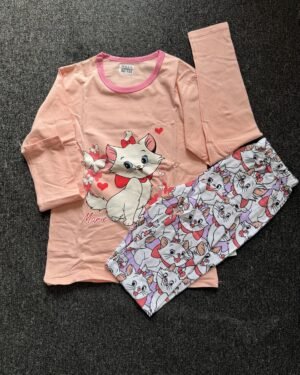 Girls Pink, White & Purple Long Sleeve Nightwear Set