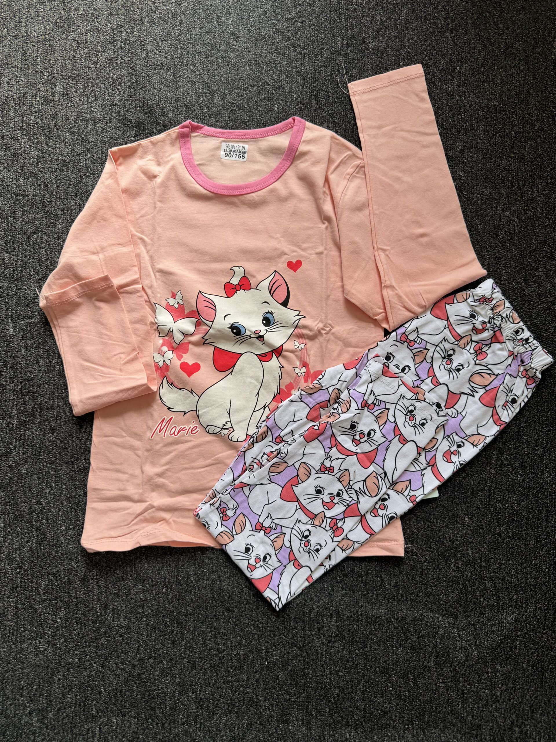 Girls Pink, White & Purple Long Sleeve Nightwear Set