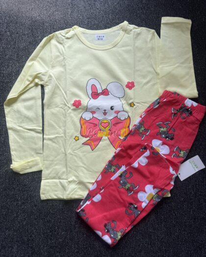 Girls Yellow & Red Long Sleeve Nightwear Set