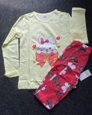 Girls Yellow & Red Long Sleeve Nightwear Set