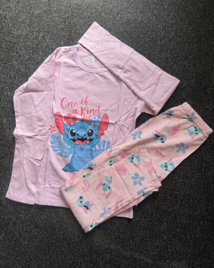 Girls Light Pink & Blue Long Sleeve Nightwear Set