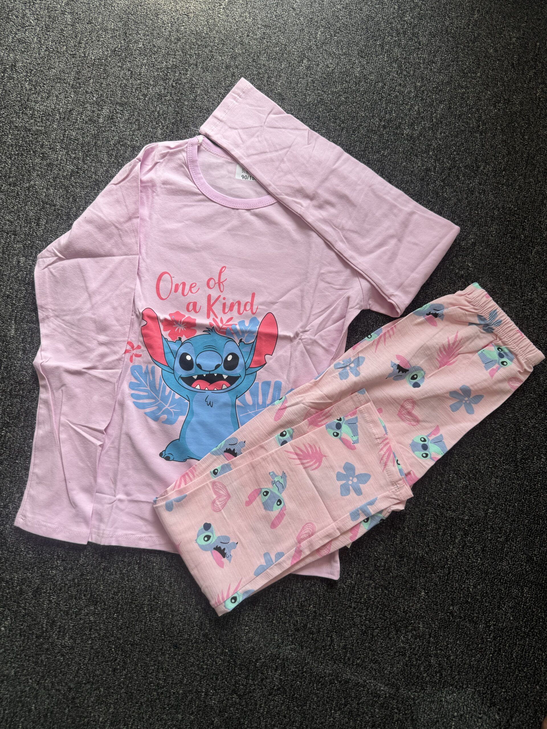Girls Light Pink & Blue Long Sleeve Nightwear Set