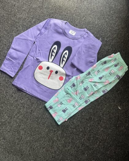 Girls Purple & Blue Long Sleeve Nightwear Set