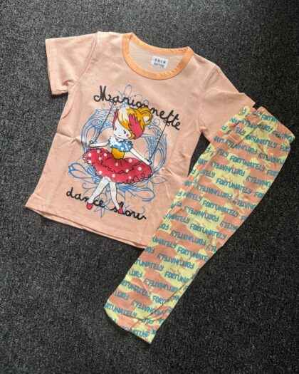 Girls Orange & Yellow Short Sleeve Nightwear Set