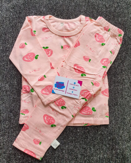 Girls Pink Long Sleeve Nightwear Set