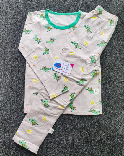 Boys Ash & Green Long Sleeve Nightwear Set